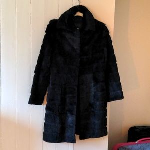 Glamorous Black Rabbit Fur Coat